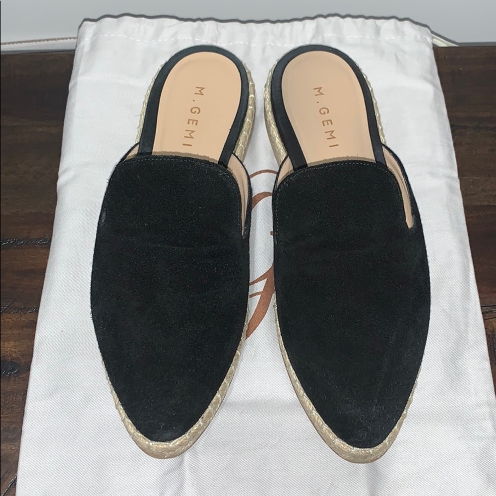 M. Gemi Black Suede Espadrille Mule